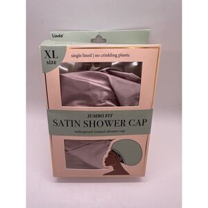 Lindo XL Satin Shower Cap Jumbo Fit Waterproof Treated Single‎ Lined Pink